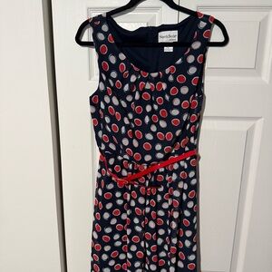 North Style Sleeveless Women’s Dress With Red Belt 100% Polyester Size 12